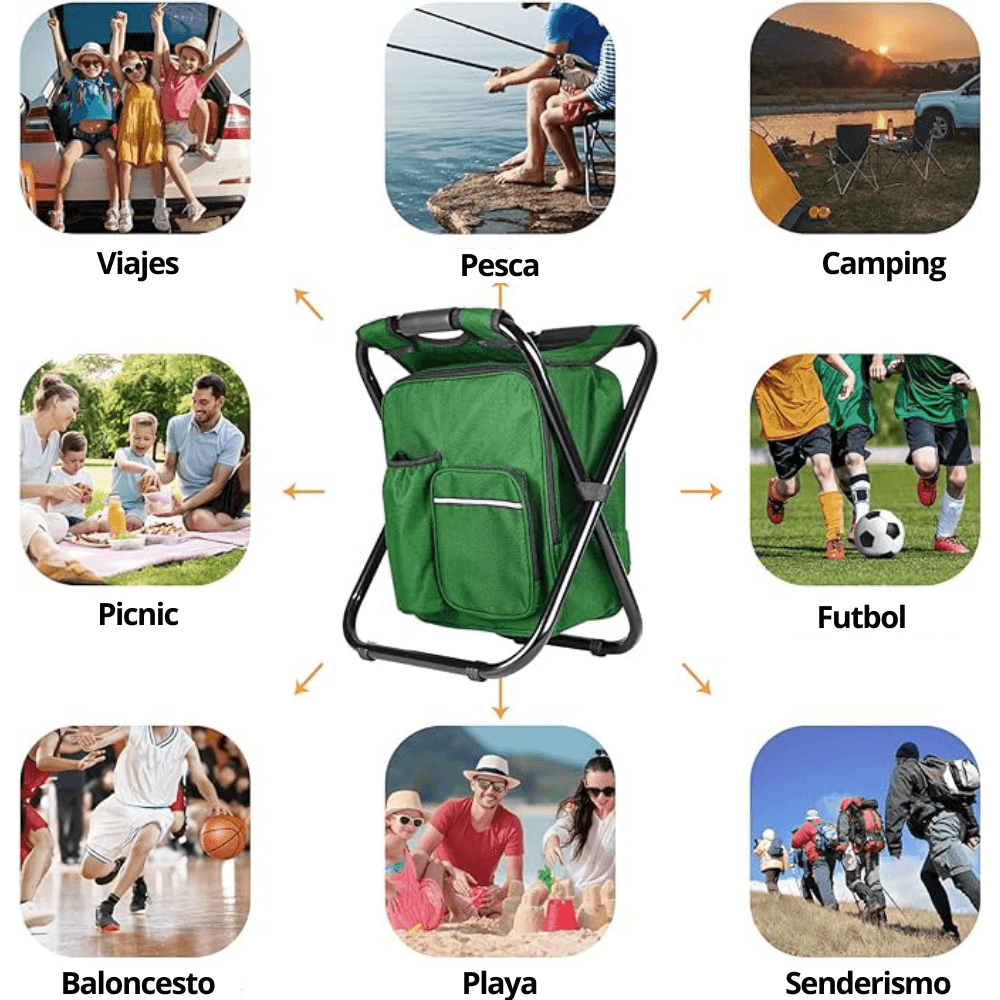 MOCHILA TÉRMICA 3 EN 1 CON TABURETE PLEGABLE